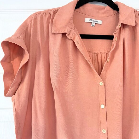 MADEWELL Central Drapey Shirt Antique Coral Women’s Small - Picture 3 of 7